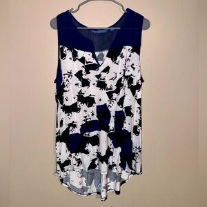 Vera Wang sleeveless blouse with sheer shoulder sz XL